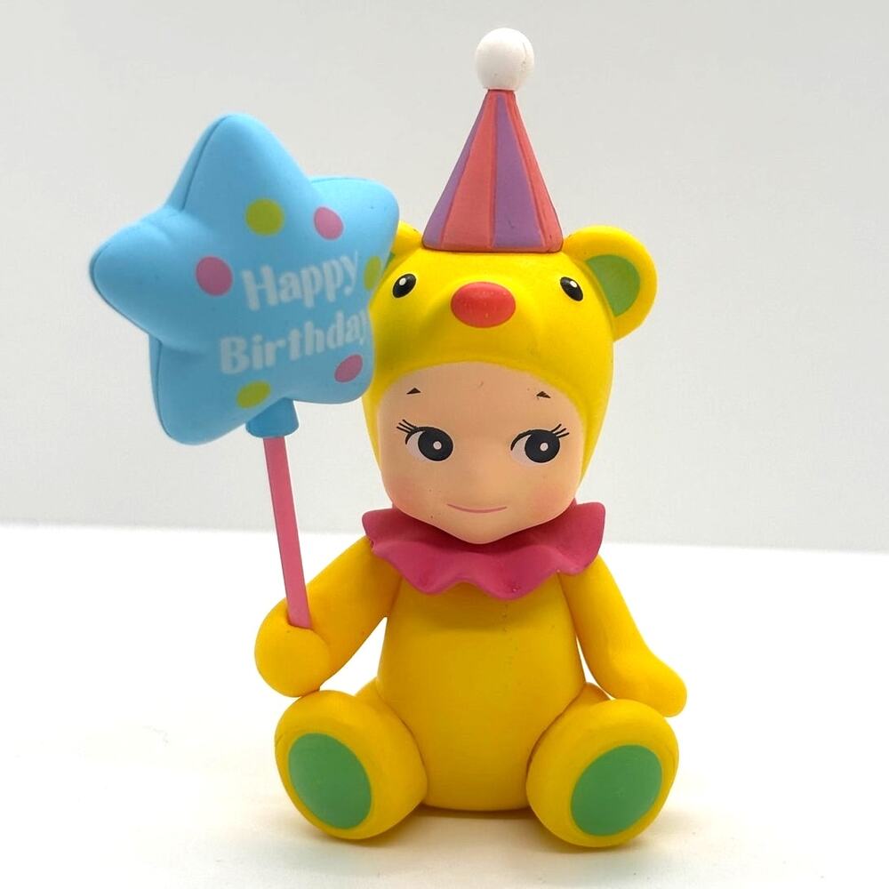 New Unbranded Kewpie/Angel Collectible Mini Figures, Birthday Bear w/Ballon